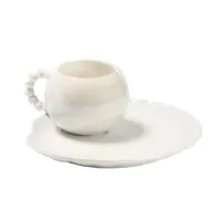 Кружка с блюдцем Жемчуг светло-серая 210 мл