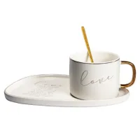 Кружка с ложкой и блюдцем Love белая 200 мл