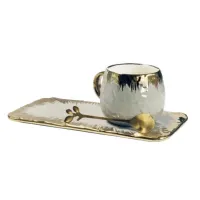 Кружка с ложкой и блюдцем Rock серая 240 мл