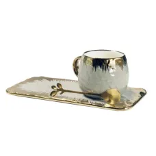 Кружка с ложкой и блюдцем Rock серая 240 мл