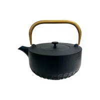 Чугунный заварочный чайник Лхаса черный с золотой ручкой 1.2 л