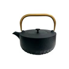 Чугунный заварочный чайник Лхаса черный с золотой ручкой 1.2 л