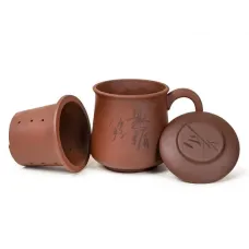 Глиняная чашка Лаоши с заварочной колбой и крышкой 350 мл