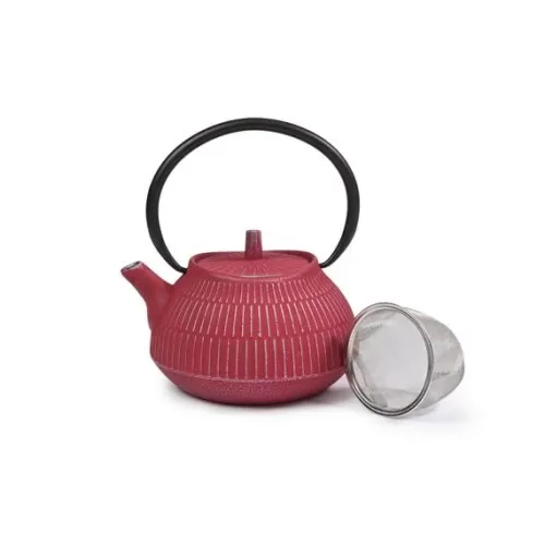 Чугунный заварочный чайник с ситом Марсала красный 1.1 л