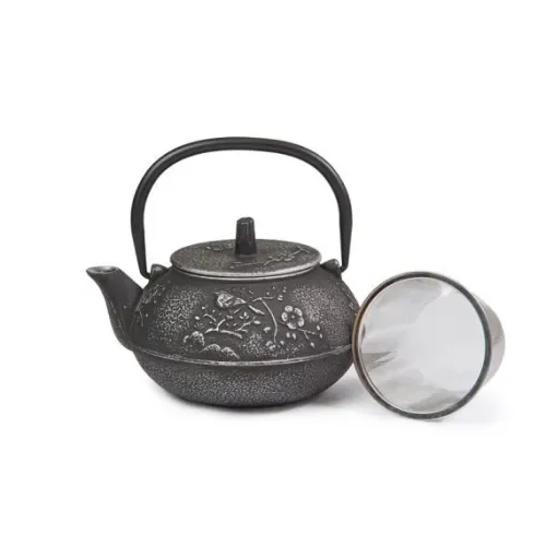 Чугунный заварочный чайник с ситом Соловей серебро 1.2 л