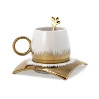 Фарфоровая кружка с ложкой и блюдцем Shine белая 290 мл