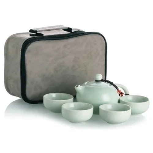 Керамический чайный сервиз светло-зеленый (чемоданчик)