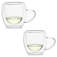 Кружка необжигающая стеклянная с двойными стенками 250 мл, 2 штуки