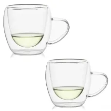 Кружка необжигающая стеклянная с двойными стенками 250 мл, 2 штуки