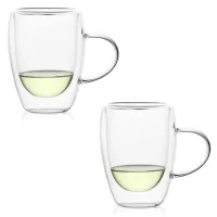 Кружка необжигающая стеклянная с двойными стенками 350 мл, 2 штуки