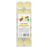 Свечи чайные в гильзе с ароматом ванили 12 шт/уп