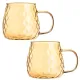 Кружка стеклянная Кристалл рифленая, цвет карамель, желтая ручка, 350 мл, 2 шт