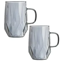 Кружка стеклянная Консул, цвет графит, 300 мл, набор 2 шт