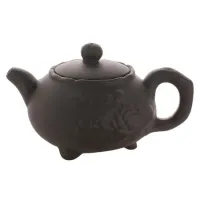 Глиняный заварочный чайник темно-коричневый Хризантема, 170 мл
