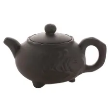 Глиняный заварочный чайник темно-коричневый Хризантема, 170 мл