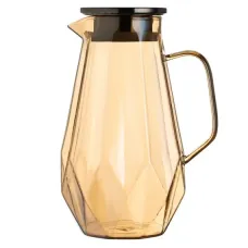 Кувшин стеклянный Консул с металлической крышкой с фильтром, цвет карамель, граненый, 1.7 л