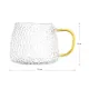 Кружка рельефное стекло 450 мл, желтая ручка, упаковка 2 шт