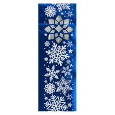 Пакет четырехслойный Снежинки, синий металлик, с окном, 80*50*225 мм
