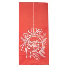 Пакет однослойный Волшебного Нового Года крафт красный, 120*80*240