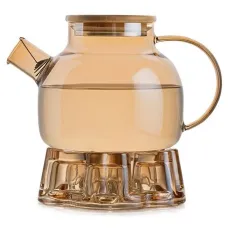 Стеклянный заварочный чайник Гранат 900 мл и горелка под чайник Звезда