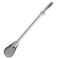 Бомбилья ложечкой с кольцом, нержавеющая сталь, 19 см, серебряный цвет