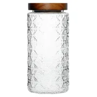 Стеклянная банка с деревянной крышкой, рельефное стекло, 900 мл