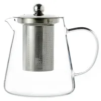 Стеклянный заварочный чайник с металлической крышкой и ситом, 750 мл