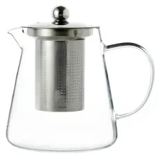 Стеклянный заварочный чайник с металлической крышкой и ситом, 750 мл
