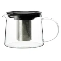 Стеклянный заварочный чайник с пластиковой крышкой и металлическим ситом, 900 мл