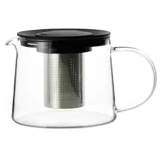 Стеклянный заварочный чайник с пластиковой крышкой и металлическим ситом, 900 мл