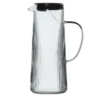 Кувшин с крышкой-ситом, рельефное стекло, графит 1.3 л