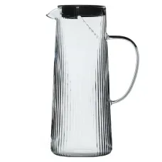 Кувшин с крышкой-ситом, рельефное стекло, графит 1.3 л