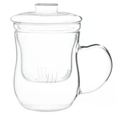 Кружка заварочная с крышкой и ситом, стекло 400 мл