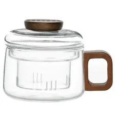 Чашка со стеклянной колбой-ситом и деревянной ручкой, (стекло) 200 мл