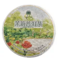 Китайский чай пуэр шу с жасмином, блин 92-100 гр