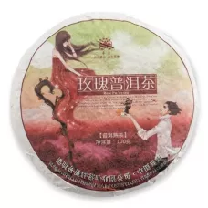 Китайский чай пуэр шу с розой, блин 92-100 гр