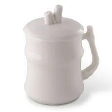 Керамическая заварочная чашка белая с крышкой, (без заварочной колбы), 350 мл