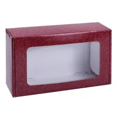 Коробка с окном (230х140х65, бордовый узор)