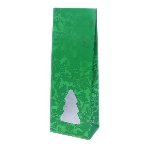 Пакет подарочный с окном Елка , цвет зеленый, 250 гр