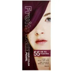 Краска для волос на фруктовой основе Fruits Wax Pearl Hair Color #55 Purple Wine - Welcos