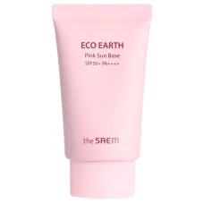 Солнцезащитная база под макияж с каламиновой пудрой Eco Earth Pink Sun Base SPF50+ PA++++ 50 гр - The Saem