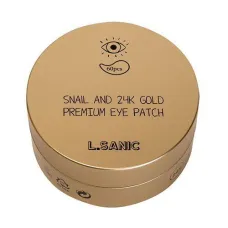 Патчи гидрогелевые для глаз с муцином улитки и золотом Snail Аnd 24K Gold Premium Eye Patch - LSanic