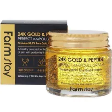 Крем ампульный с золотом и пептидами 24K Gold & Peptide Perfect Ampoule Cream 80 мл - FarmStay