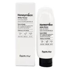 Крем для лица выравнивающий тон кожи Honeymoon White Flower Tone-Up Cream 150 мл - FarmStay