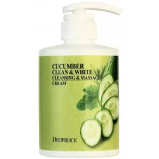 Очищающий массажный крем для лица и тела с экстрактом огурца Cucumber Clean & White Cleansing & Massage Cream 450 мл - Deoproce
