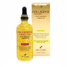 Сыворотка с коллагеном и коллоидным золотом Collagen & Luxury Gold Gold Anti Wrinkle Ampoule 100 мл - 3W Clinic