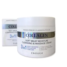 Крем для лица и тела массажный с коллагеном Collagen 3in1 Cleansing & Massage Cream 300 гр - Enough