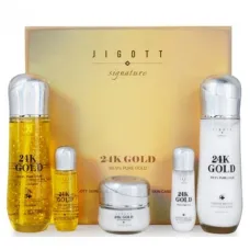 Набор для лица уходовый с частицами золота Signature 24K Gold Essential Skin Care 3Set - Jigott