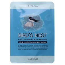 Маска тканевая с экстрактом ласточкиного гнезда FarmStay VISIBLE DIFFERENCE BIRDS NEST AQUA MASK PACK 23 мл