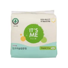 Прокладки женские гигиенические с крылышками, 4 капли Its Me Slim organic cotton pads regular 12p